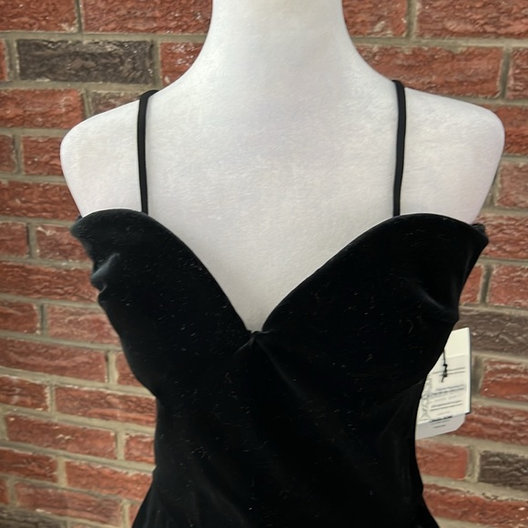 Chiara Boni La Petite Robe Gussie Velvet Tiered Ruffle Midi Dress 6 - Picture 7 of 7